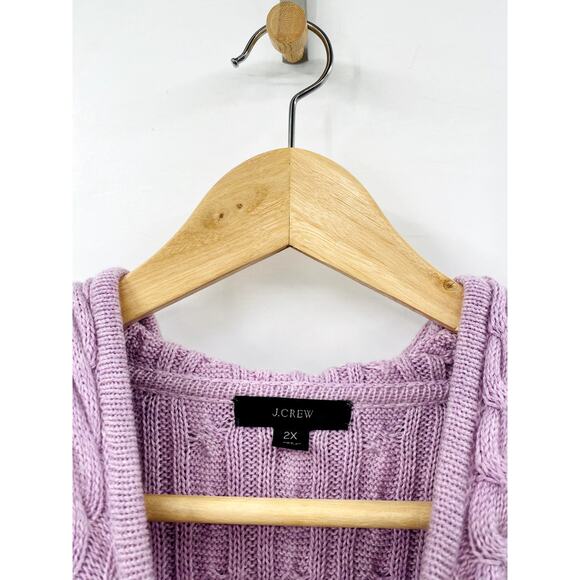 J. Crew Purple Cable Knit Hoodie cashmere blend Sweater - Picture 3 of 5